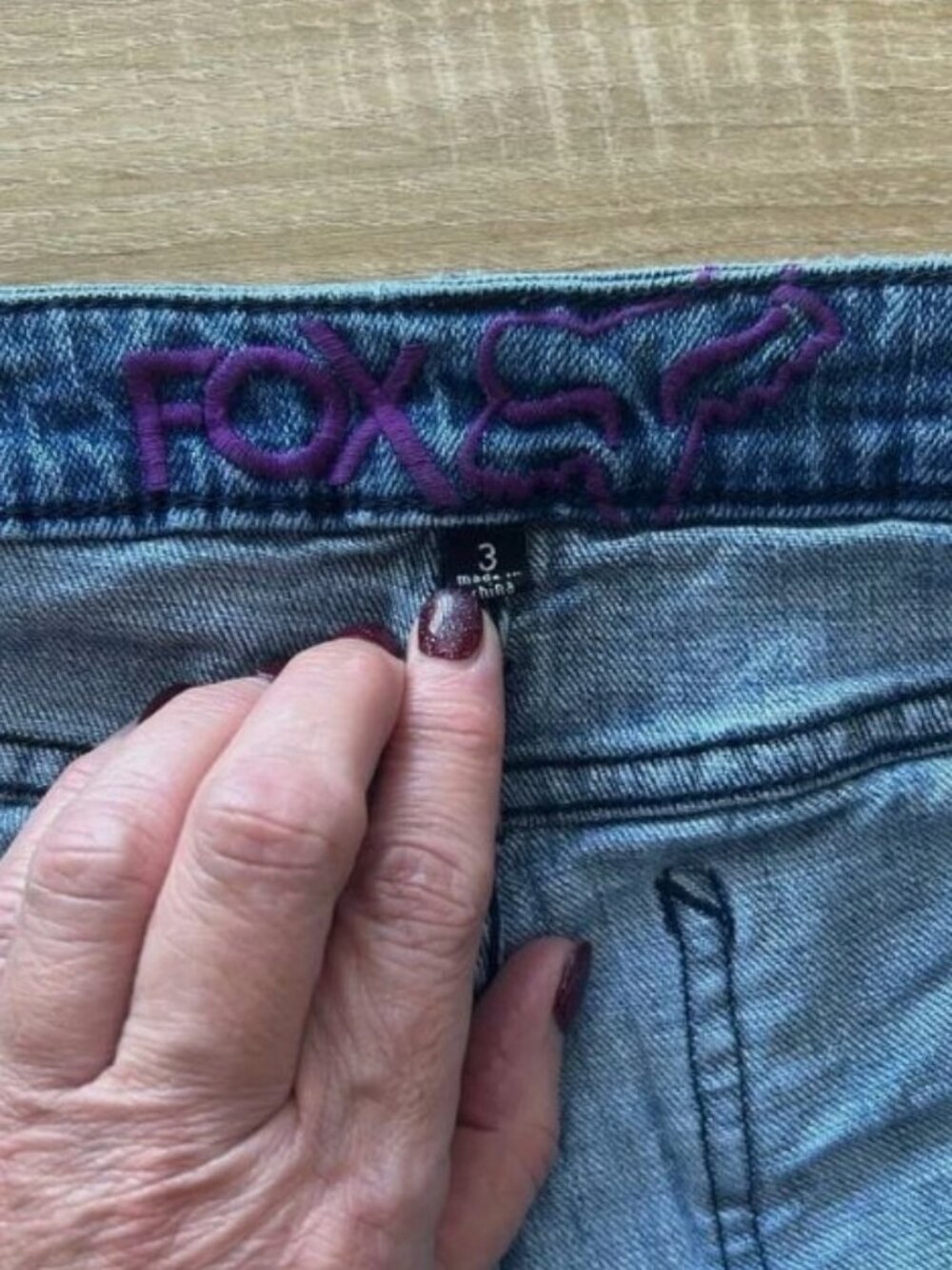 Fox Racing Distressed Denim Short Shorts Blue Stretch Size 3 Juniors - Picture 7 of 10